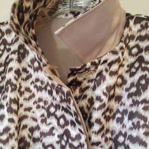 dennis basso - Designer Funky Leopard Print Reversible Trench Coat -Size=Small